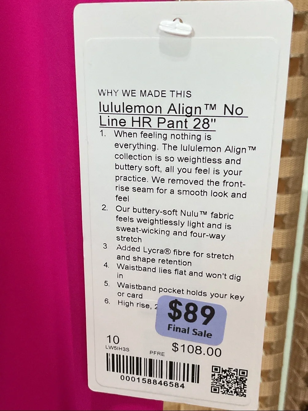 lululemon athletica Align No Line HR Pant 28” PFRE